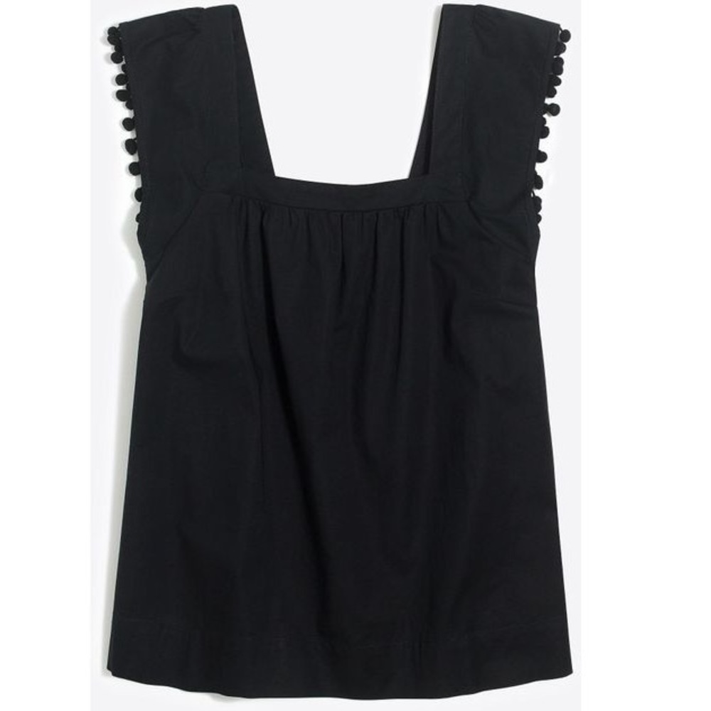 J. Crew Factory Stretch Cotton Pom Pom Top Sz 4